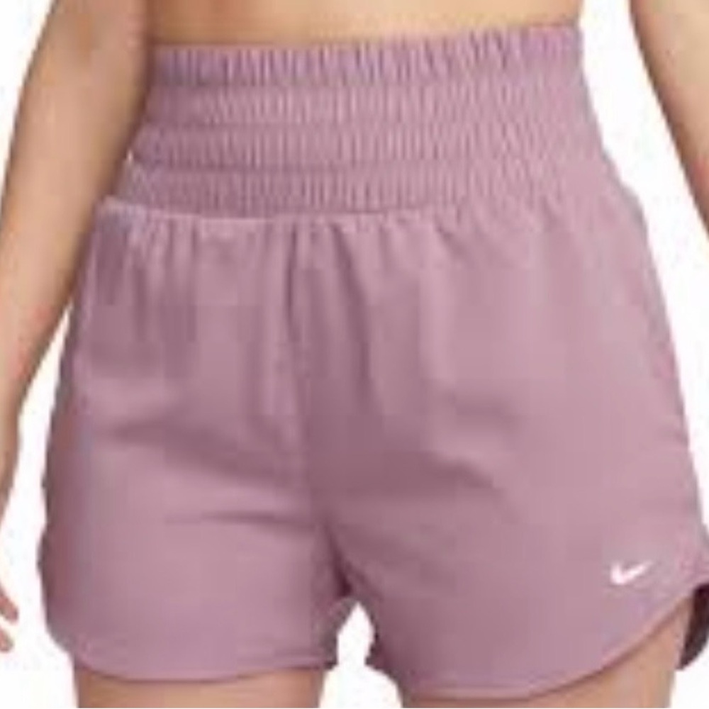 Nike Dri Fit Ultra High Waist Shorts Women’s Medium Mauve Purple Brief Lined 3" - Picture 1 of 5